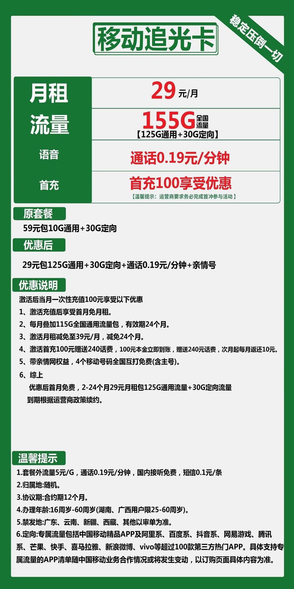 图片[1]-2326移动追光卡29元155G流量怎么样？-号卡网